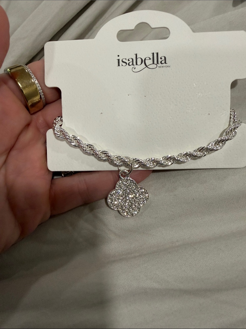 Isabella Silver Pave Clover Pendant Necklace - Silver